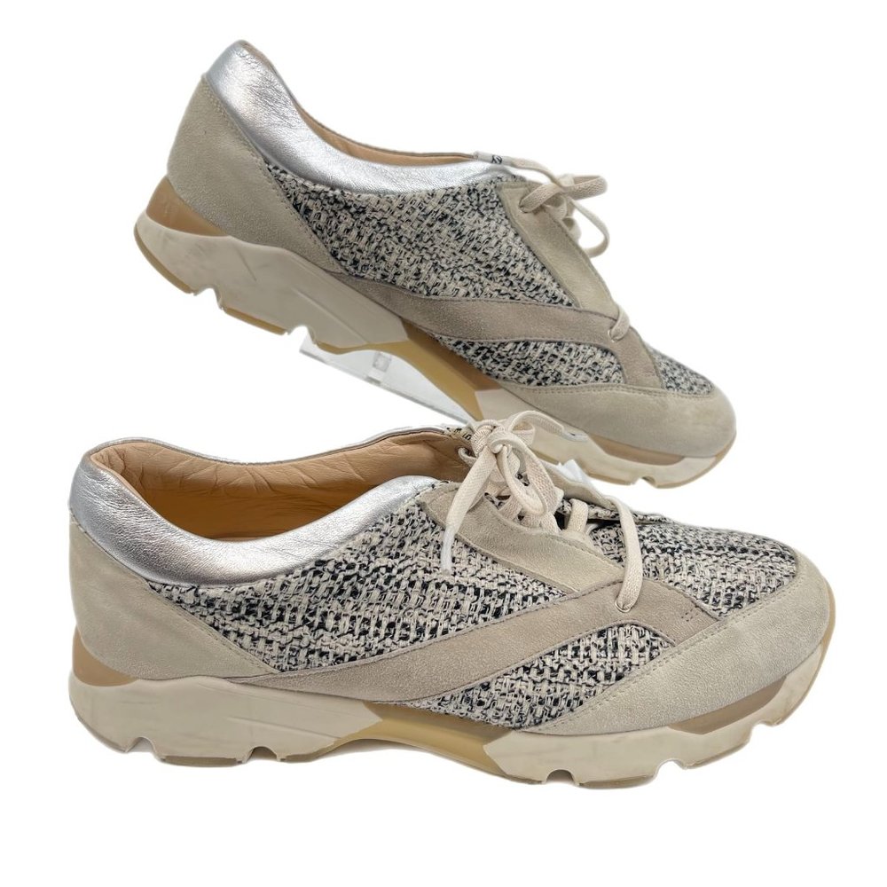 Fabian's Filippi Gray & Cream Woven Suede Sneakers | Made in Italy
